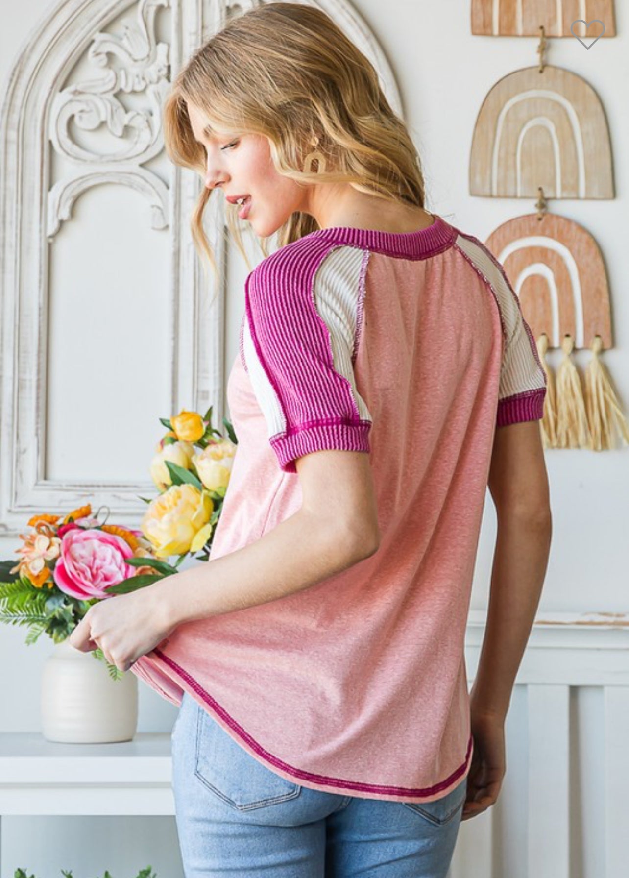 Vintage Blush Colorblock Top