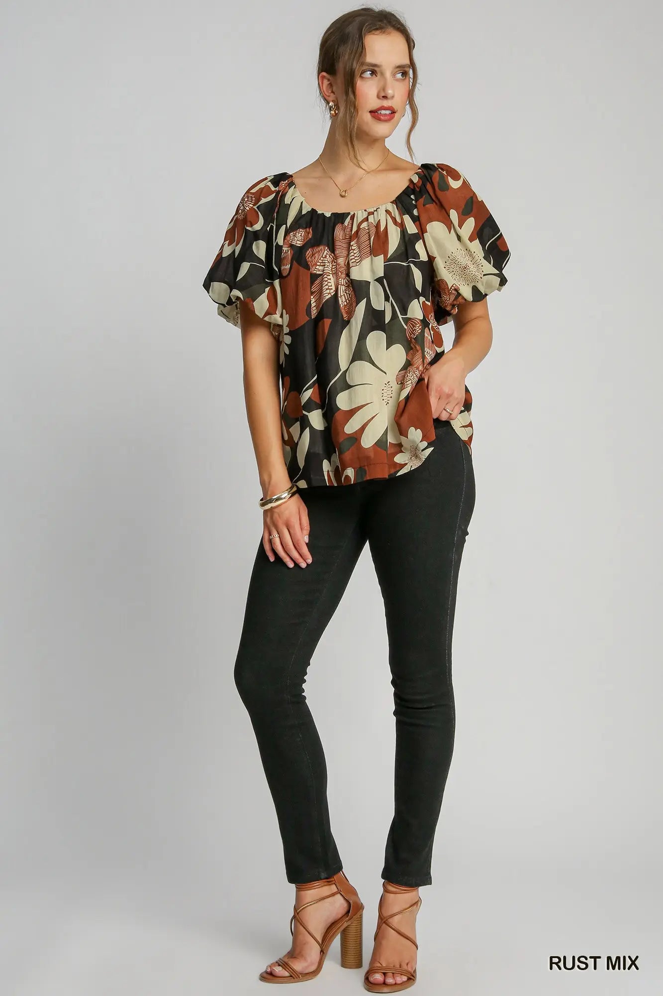 Rust Mix Floral Top