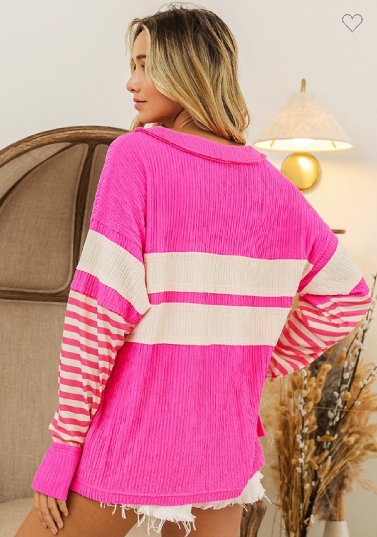 Pink Crinkle Pull Over