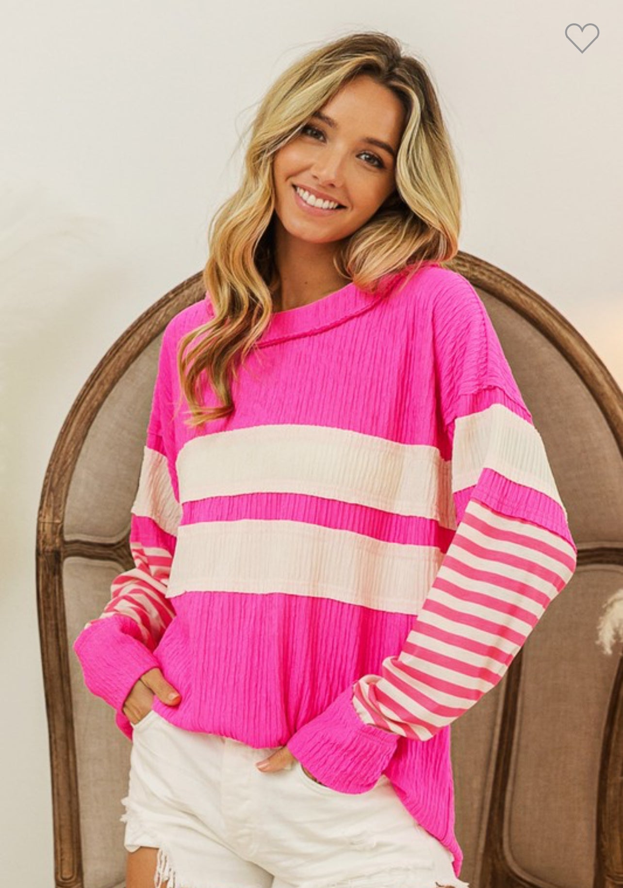 Pink Crinkle Pull Over