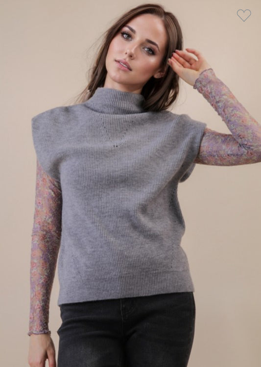 Grey Soft Knit Sweater Vest