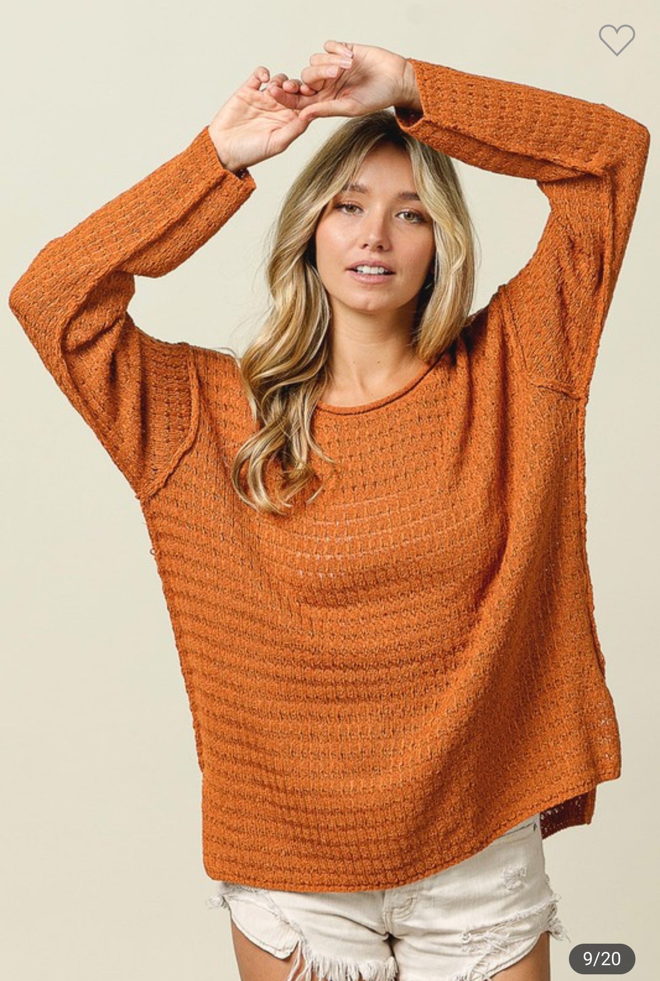 Rust Raw Edge Knit Top