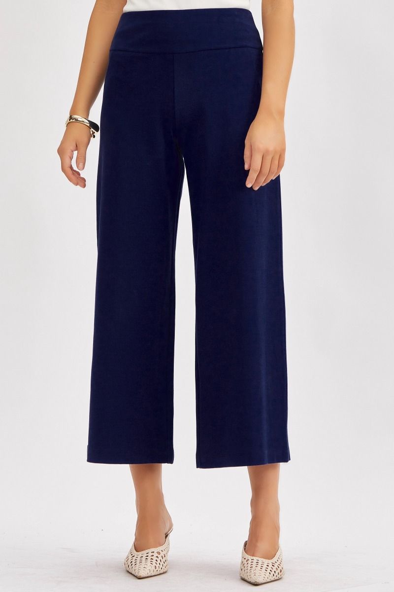 Navy Boss Babe Wide Crop Pants