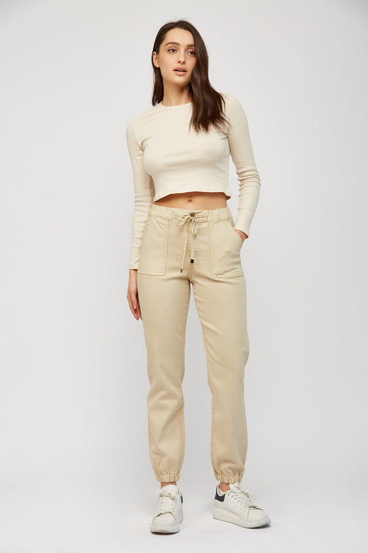 Sand Mica High Rise Crop Jogger