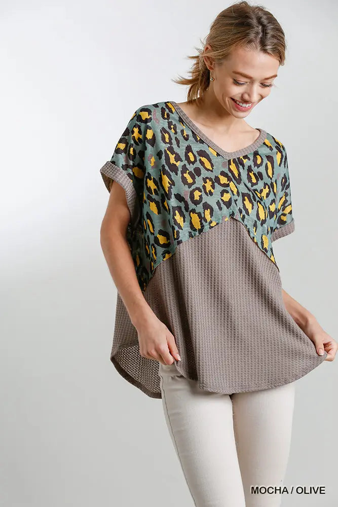Waffle Knit Criss Cross Top