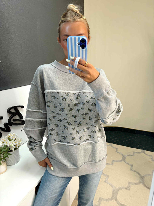 Floral Distressed Crew