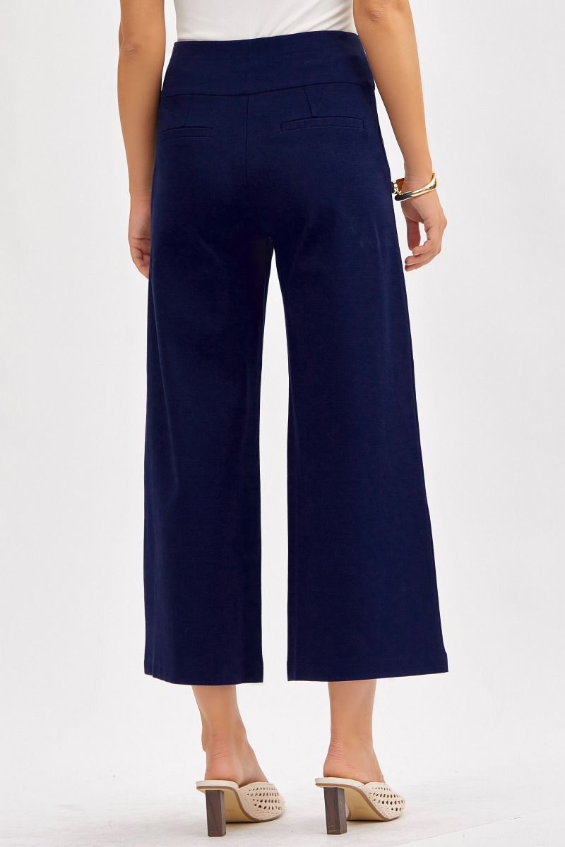 Navy Boss Babe Wide Crop Pants