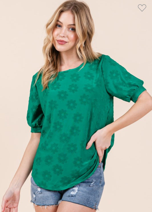 Green Floral Texture Top