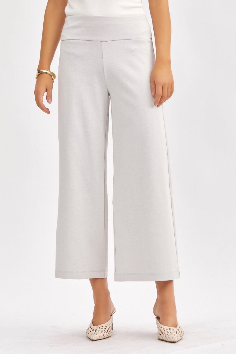 Pearl Grey Boss Babe Wide Crop Pants