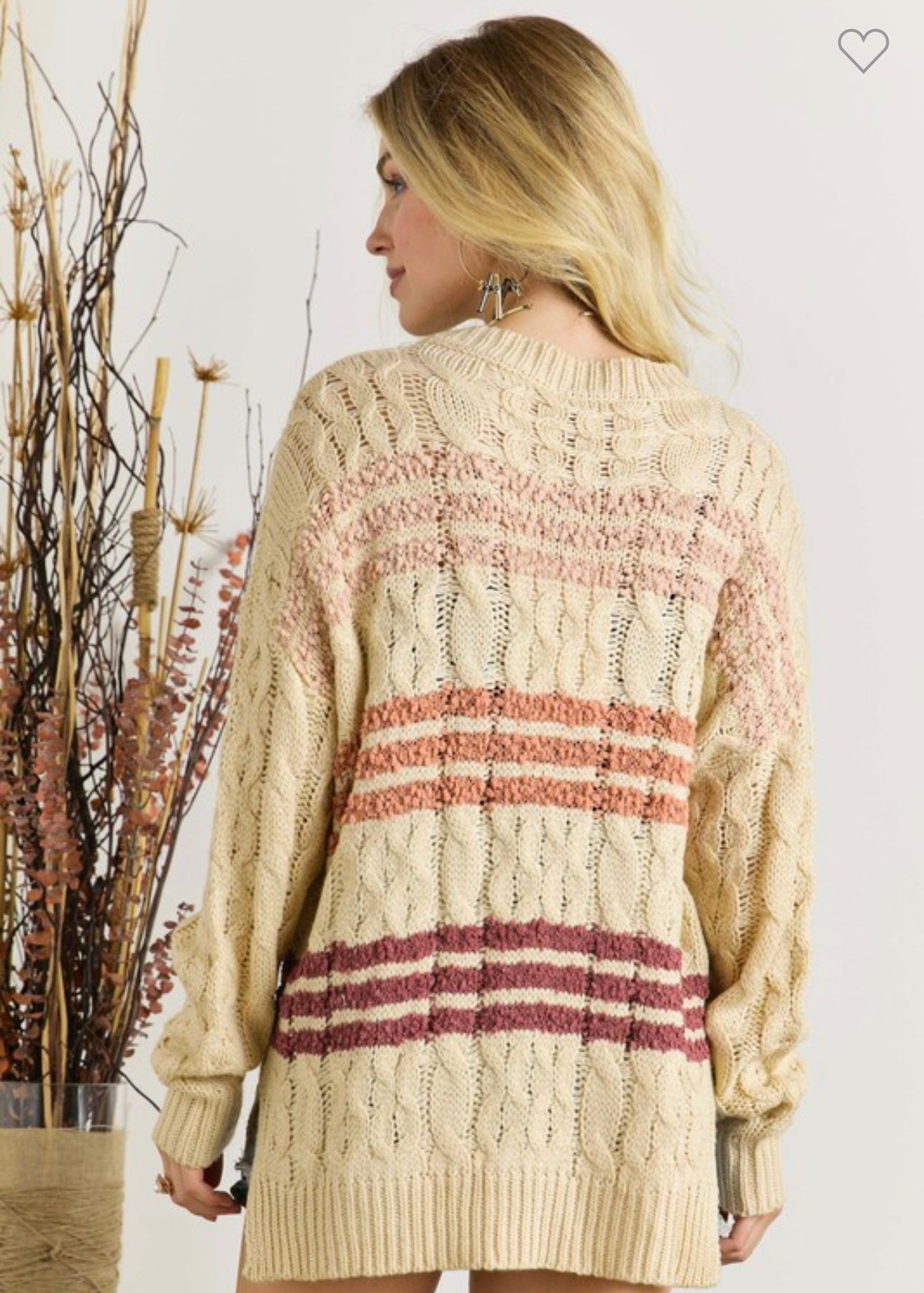 Stripe Cable Knit Sweater