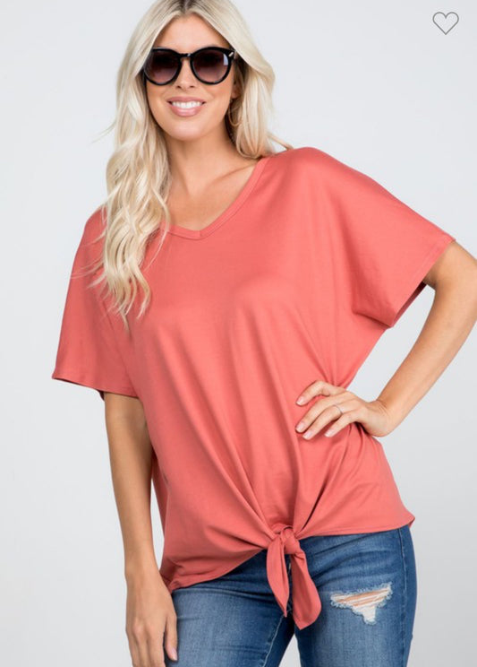 Marsala Butter Front Tie Tunic