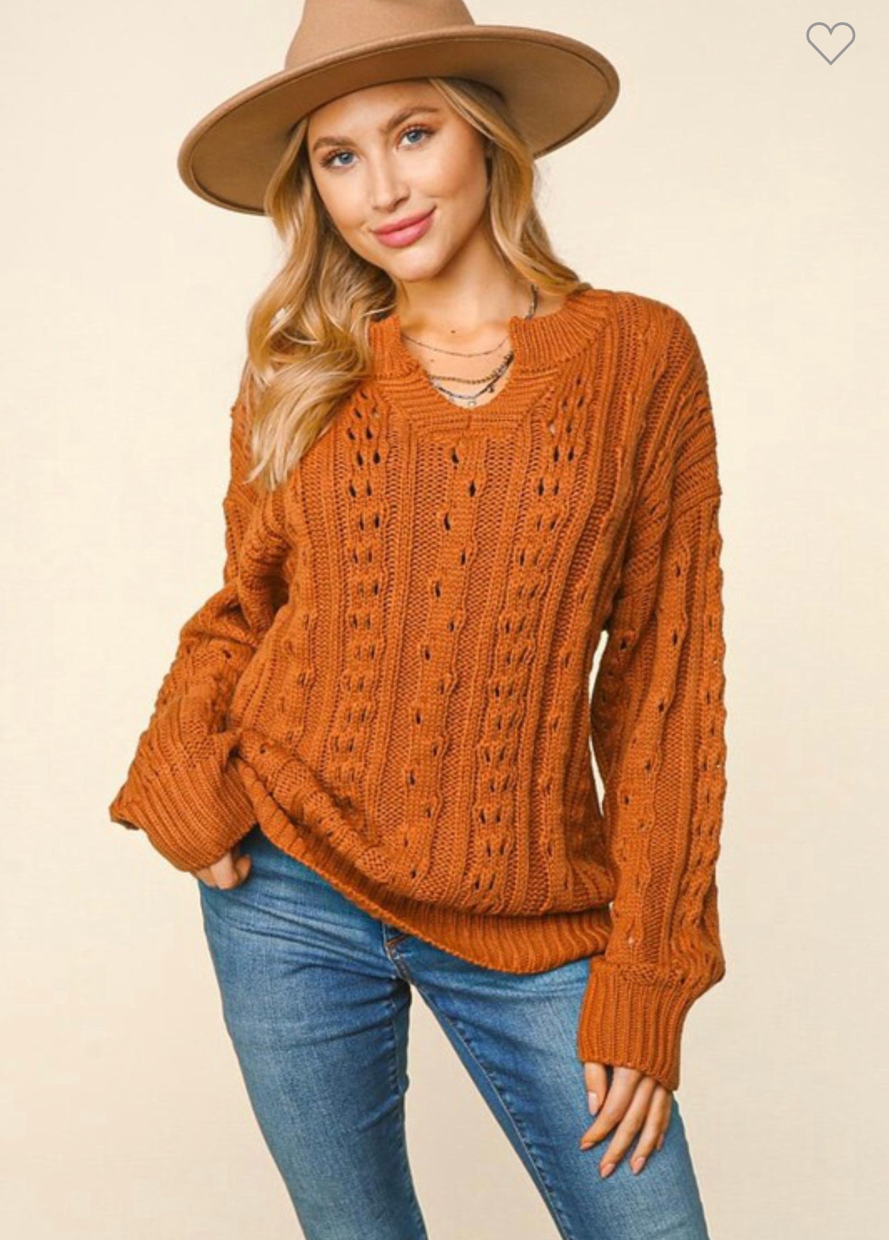 Rust Cable Knit Sweater
