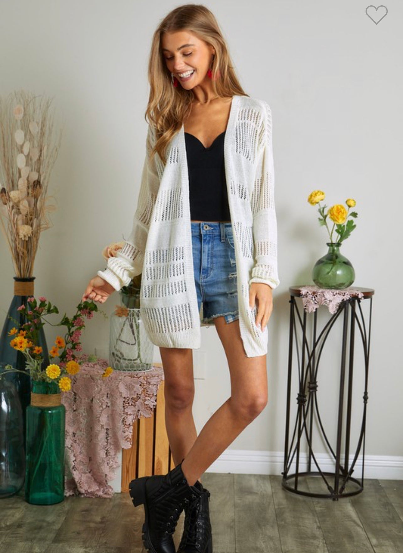 Ivory Lightweight Knit Sweater Cardigan