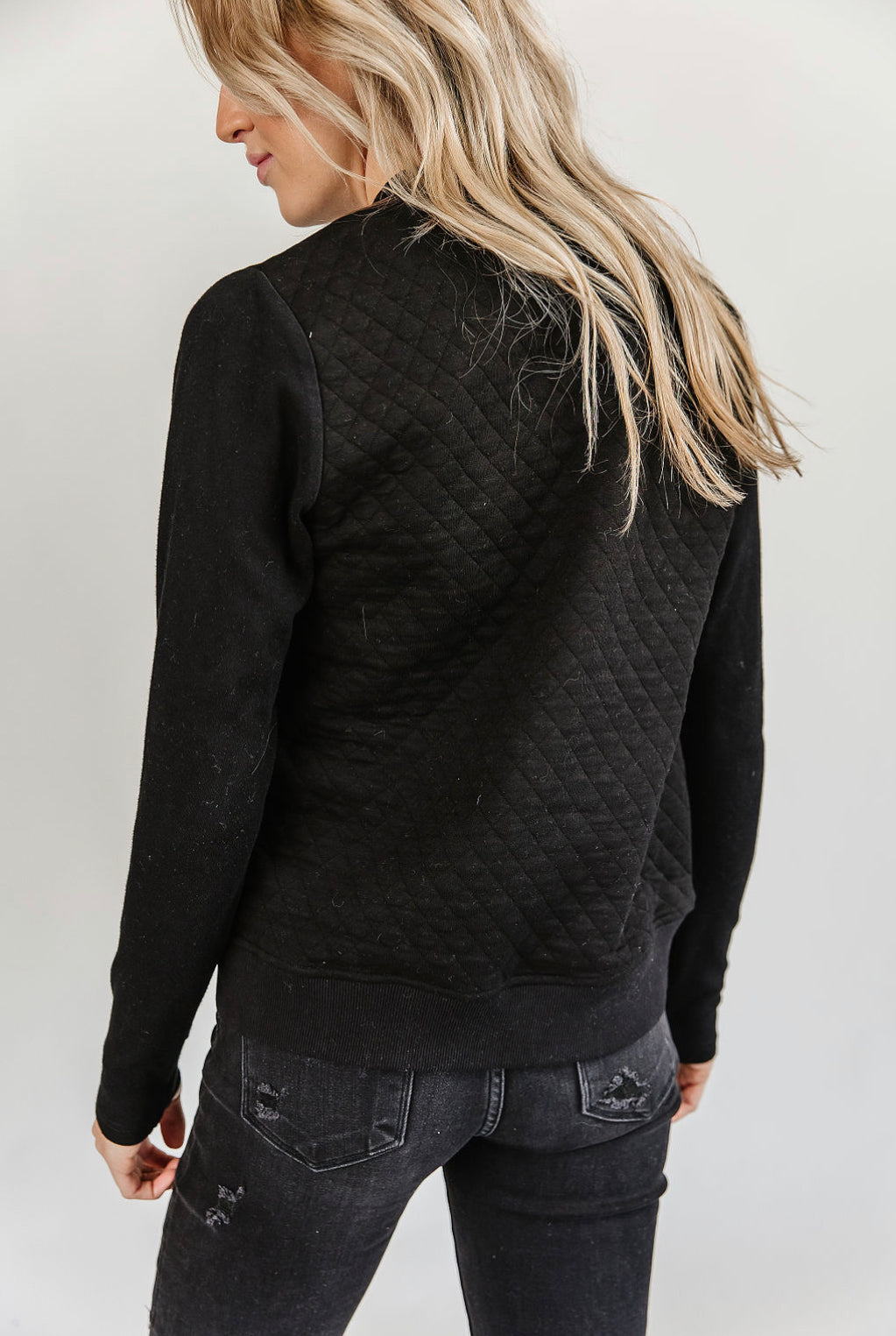 Ampersand Quilted Bomber Black