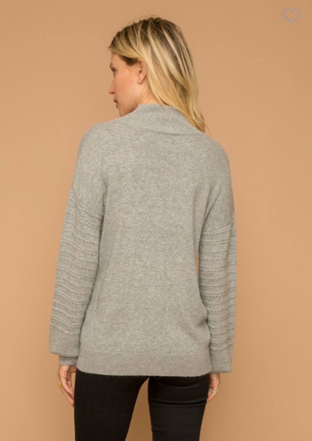 Grey Mock Neck Sweater Top