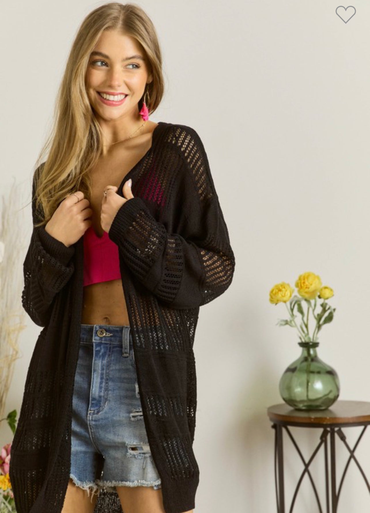 Black Lightweight Knit Sweater Cardigan