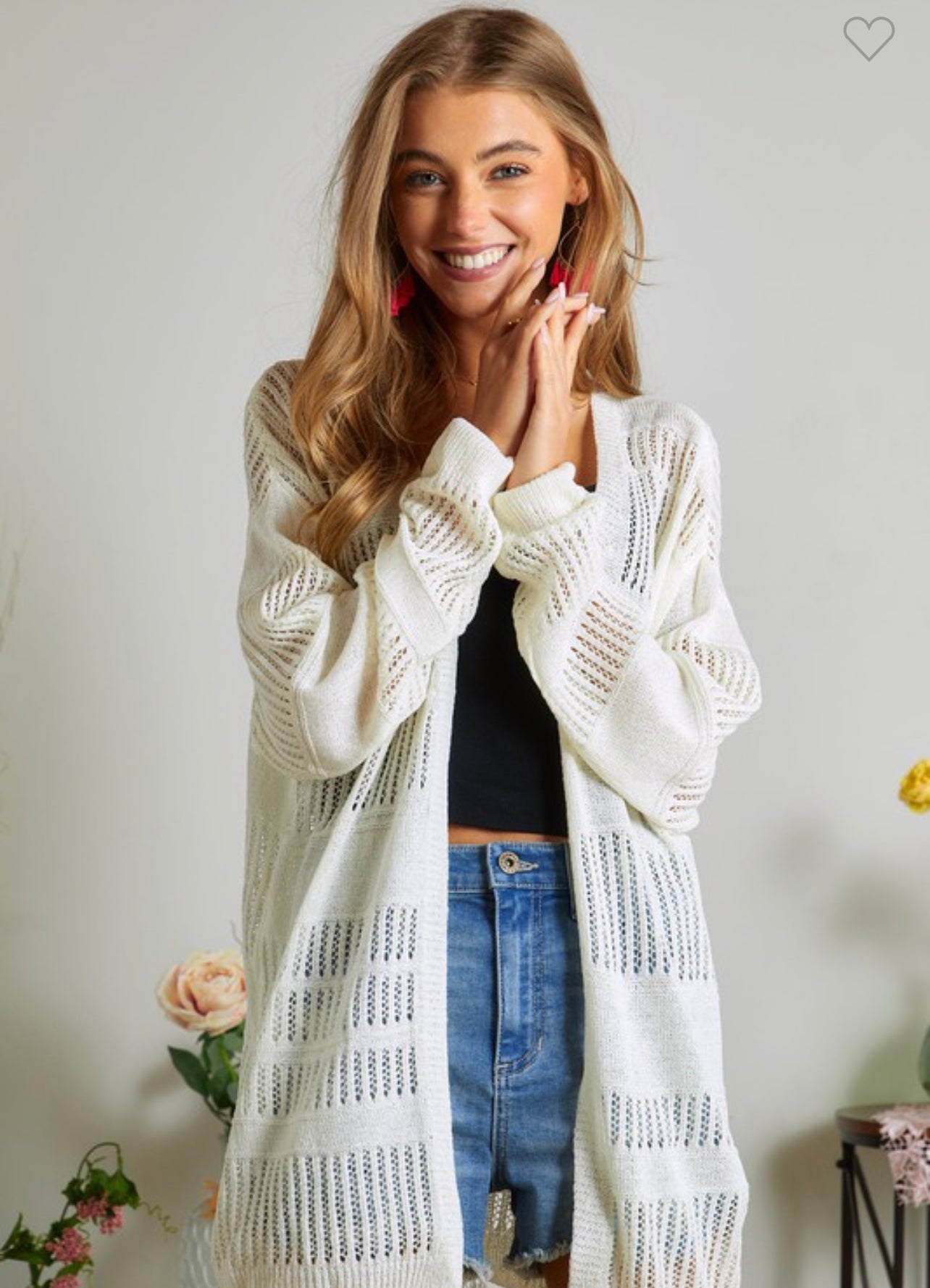 Ivory Lightweight Knit Sweater Cardigan