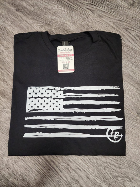 Distressed flag black graphic tee