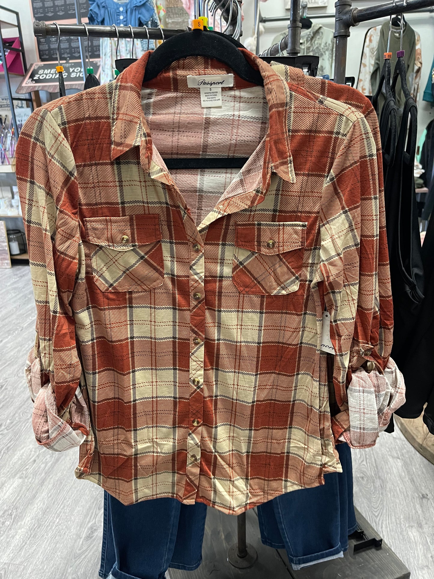 Rusty Red Plaid Lightweight Button Up