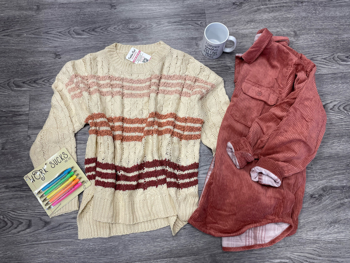 Stripe Cable Knit Sweater