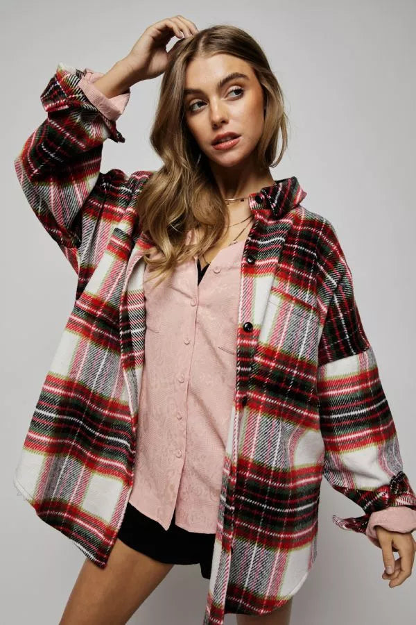 White Red Plaid Shacket