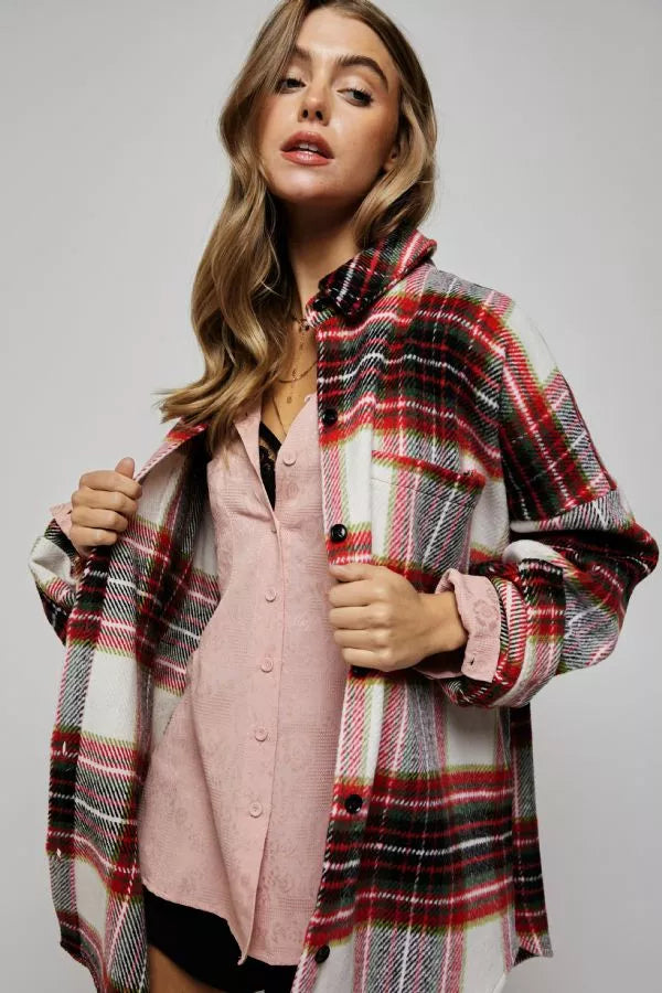 White Red Plaid Shacket