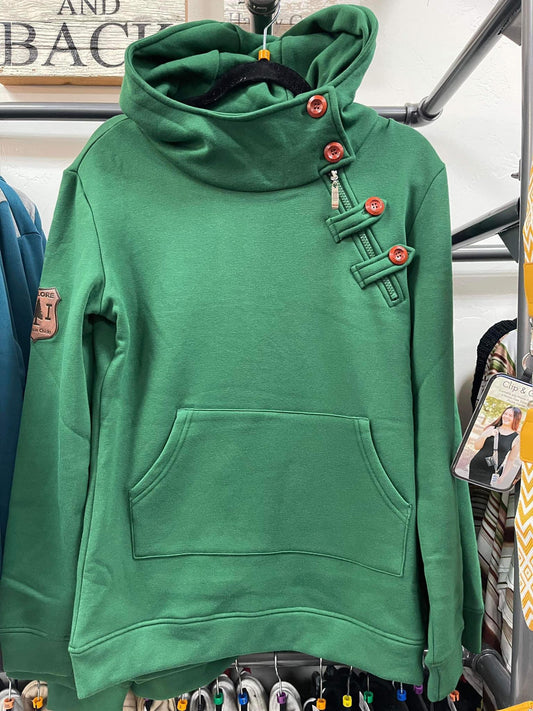 WI Chicks Sister Bay GREEN Button Hoodie