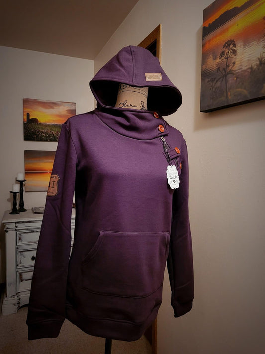 WI Chicks Sister Bay Plum Button Hoodie