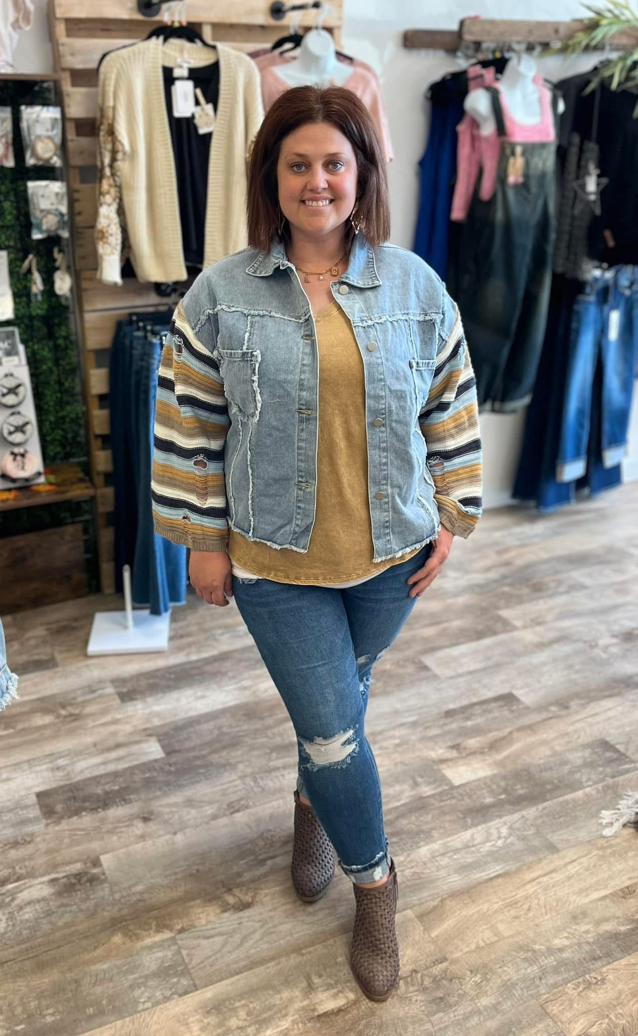 Stripe Sweater Sleeve Jacket