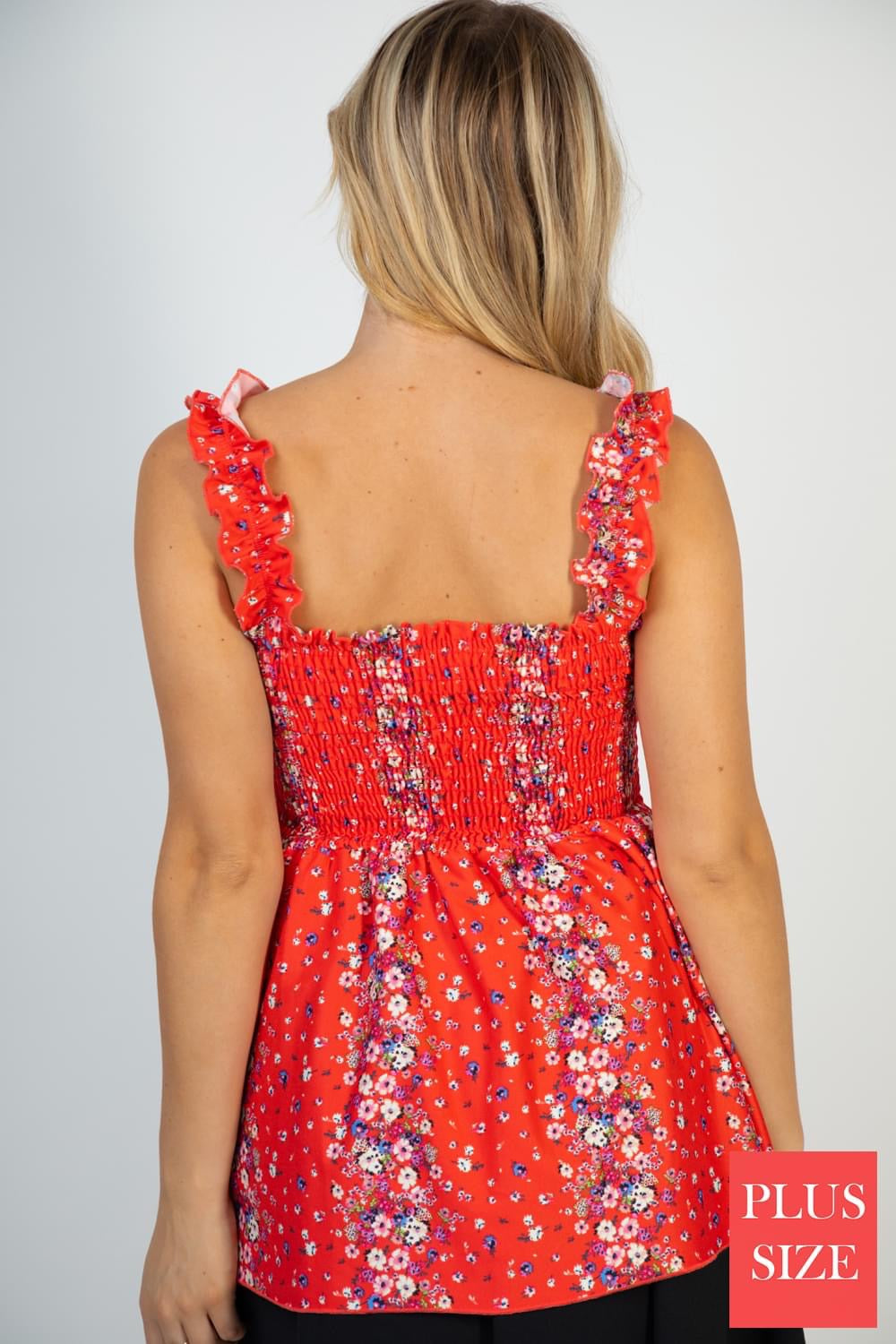 Red Ruffle Strap Top