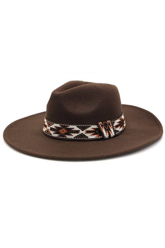 Tribal Band Panama Hat: Dark Brown