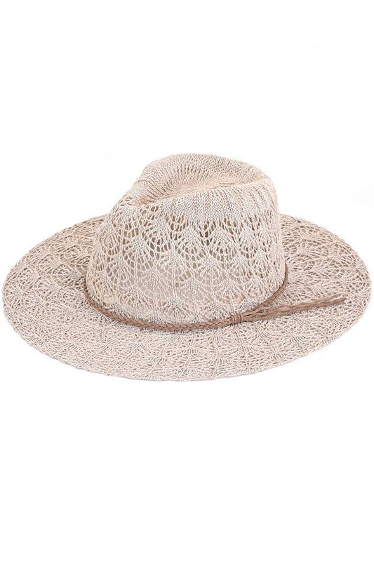 Horseshoe Lace Knitting Panama Hat: Taupe