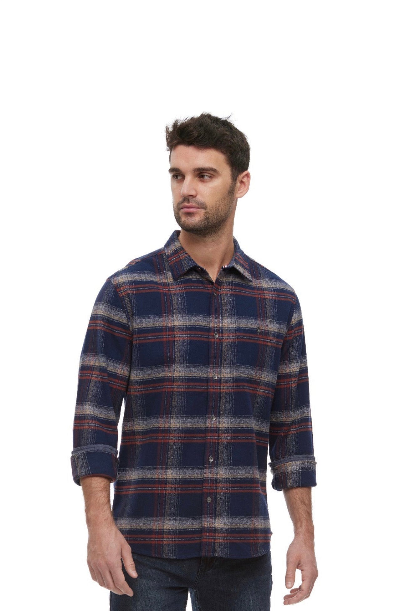 Navy Pocket Flannel Shirt