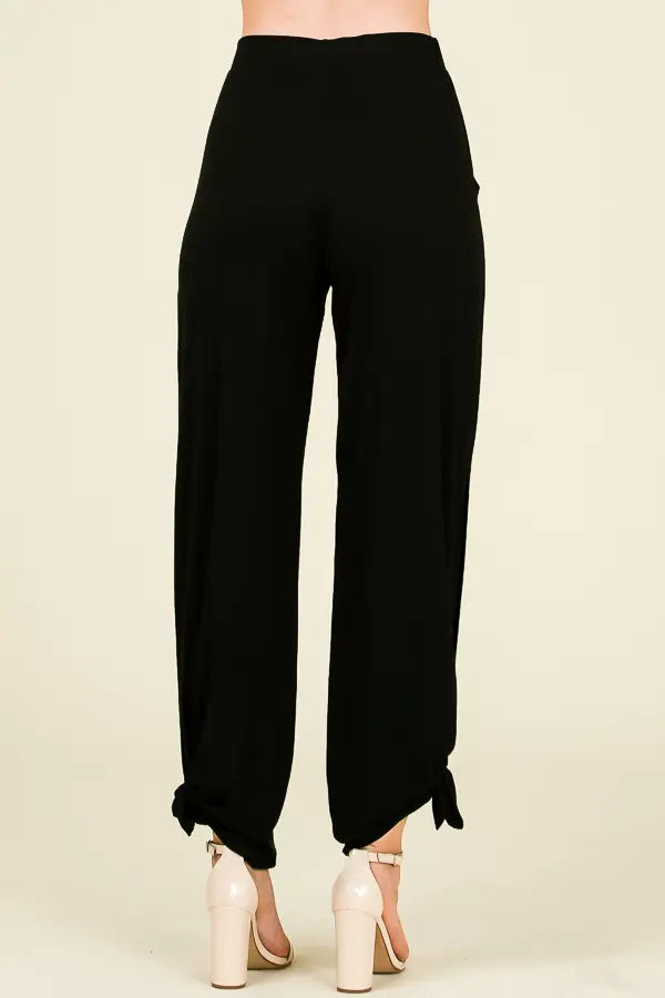 Black Tied Side Split Pants